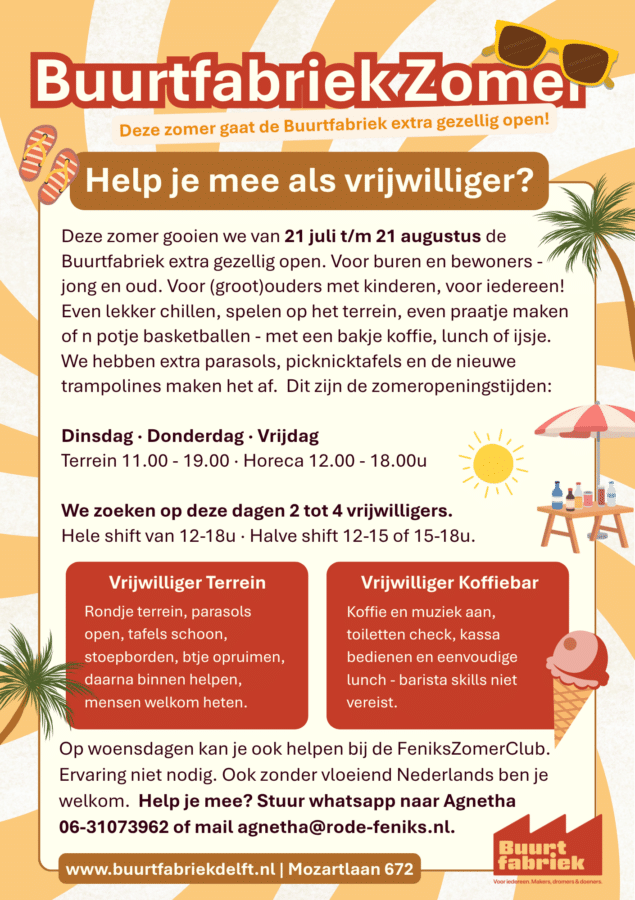 Buurtfabriek Zomer vrijwilligers gezocht